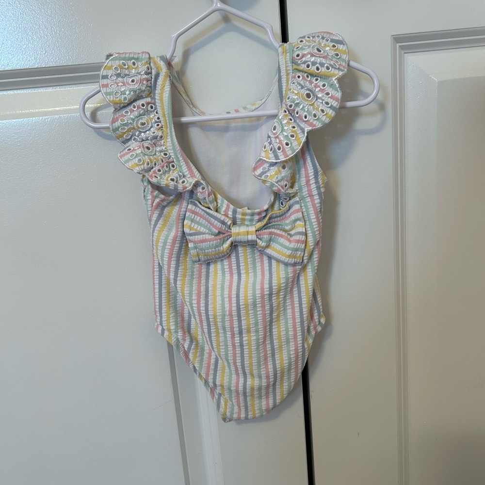 Little Me Striped Ruffle Swimsuit - Picture 2 of 3